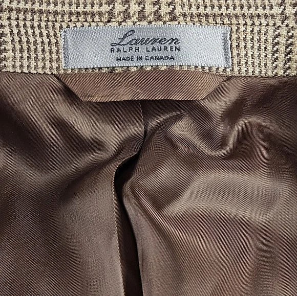 Lauren‎ Ralph Lauren Classic Brown Silk Wool Houndstooth Men's Blazer Size 42R